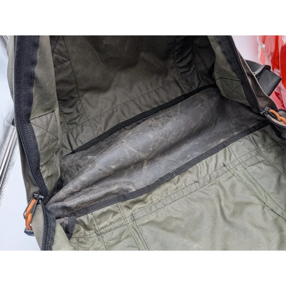 Eddie Bauer Nylon Duffel Bag Olive Green Black Travel Gym Bag 091-0034